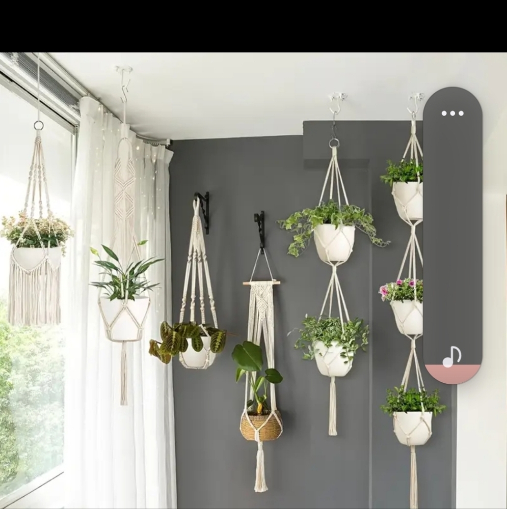 Chic Macrame Hanging Planter Set - Cream